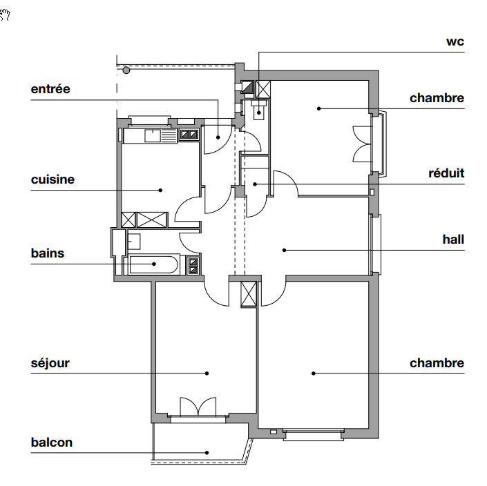 Bel appartement de 3.5 pièces proche du centre-ville